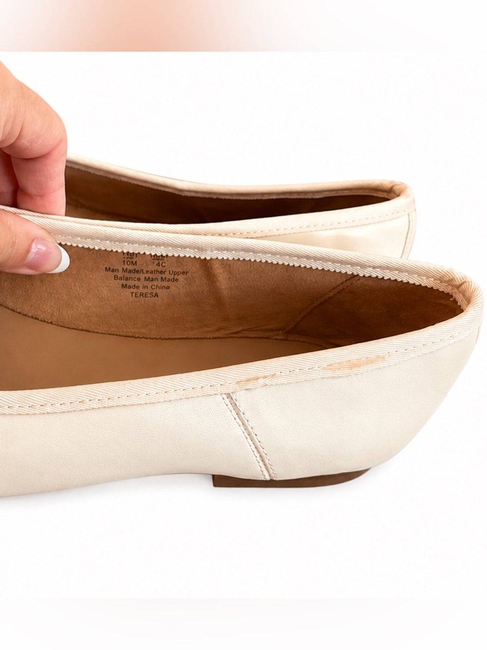 Circus by Sam Edelman Beige Cream Square Toe Ballet Flats with Bow Size 10 - Picture 11 of 11